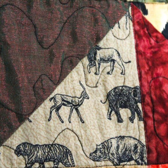 Vintage Y2K Safari Animal Print Quilt Leopard Zebra Whimsigoth Throw Blanket - Picture 6 of 11